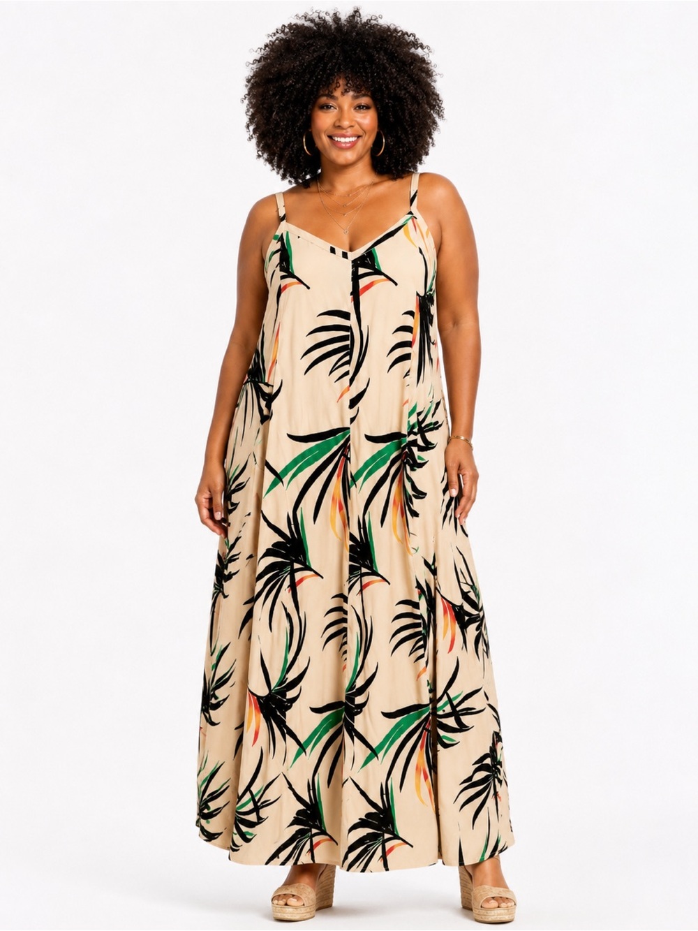 TORRID Tropical Palm Print Sleeveless Midi Dress Torrid Size 3 | Women’s 22/24
